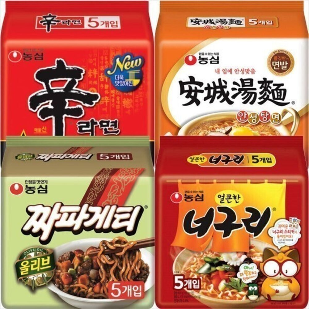 농심 신라면 5개+안성탕면 5개+짜파게티 5개+너구리 5개/2세트구매시 1000원 할인X넉넉한 유통기한 29,630원