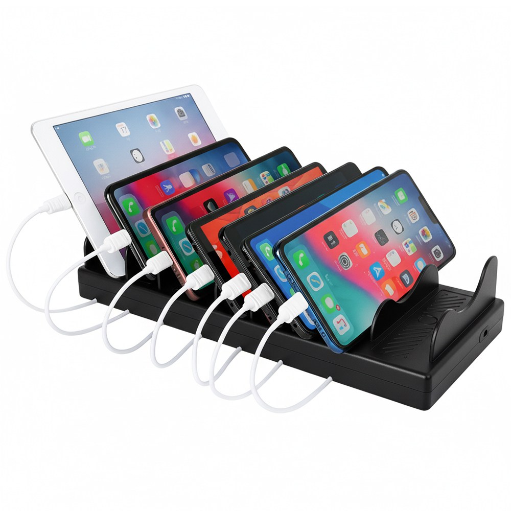 팝폰 7포트 확장가능 테이블오더 화재방지 업소용 초고속 멀티충전기 TC71, TC71 블랙, 1개 110,000원