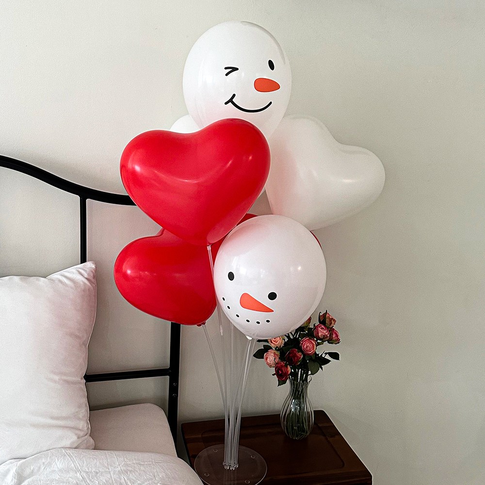 파티몬 크리스마스 레드 하트 눈사람 풍선 스탠드 홈 파티 소품 용품 데코 6,500원