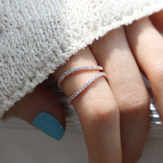 라퐁텐 웨이브렐 큐빅 가드링 레이어드 반지 17,000원