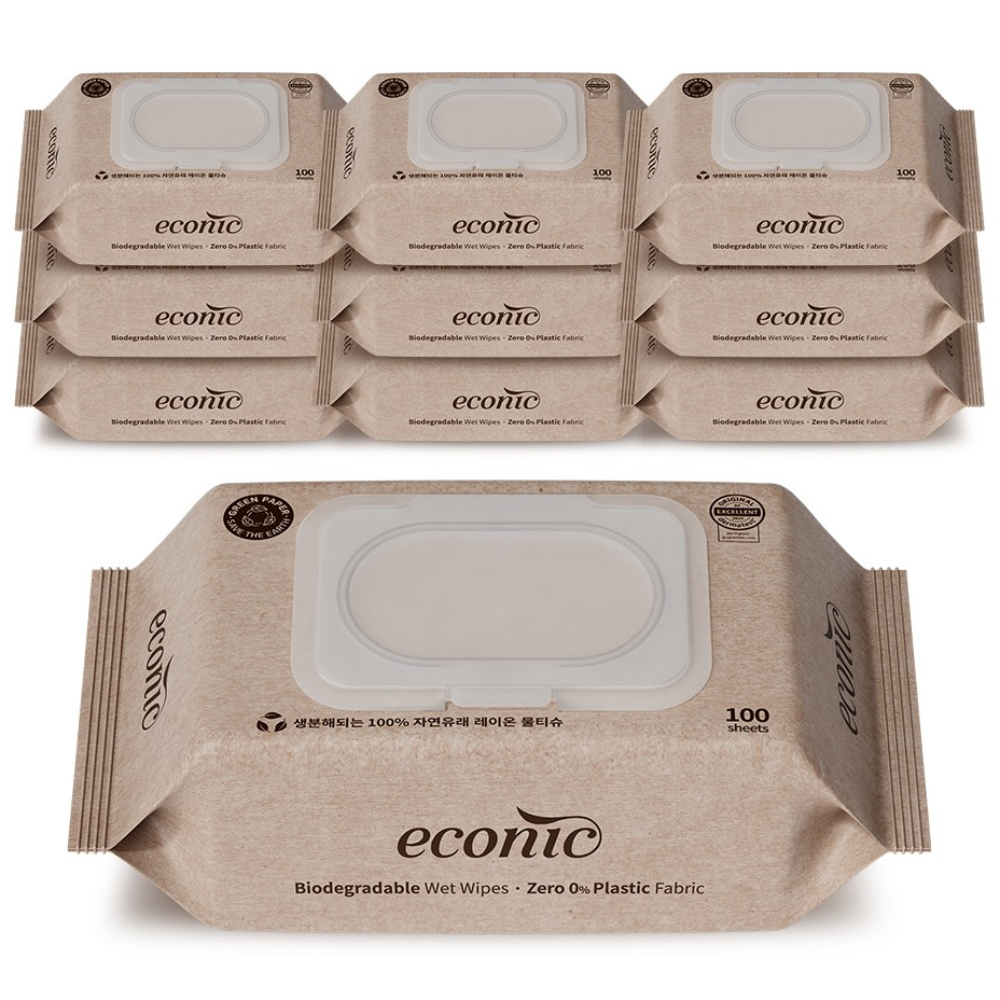 에코닉브라운 100매 40gsm 레이온100% 생분해원단 아기물티슈, 10개, 100매, 40g 16,900원