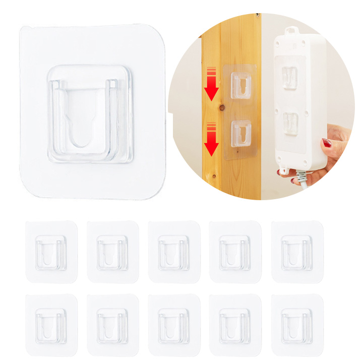 뽀아샵 무타공 투명 부착식 버클형 다용도 걸이 스티커 J-J007 5,900원