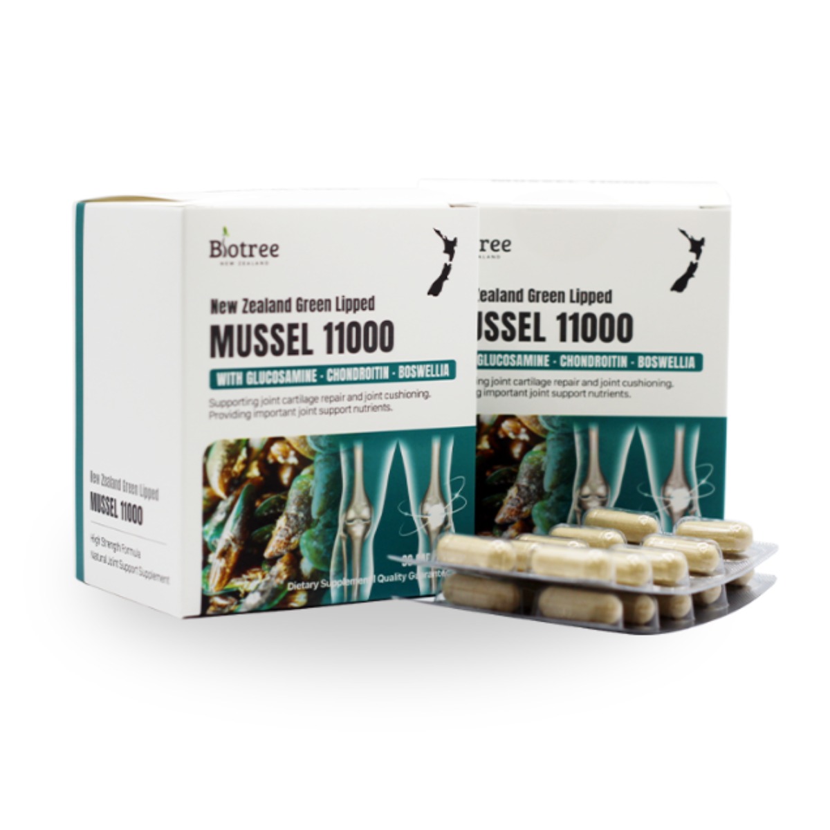 바이오트리 뉴질랜드 초록입홍합 11000 90캡 2개 (글루코사민, 콘드로이친, 보스웰리아 함유), 2개, 90정 150,100원