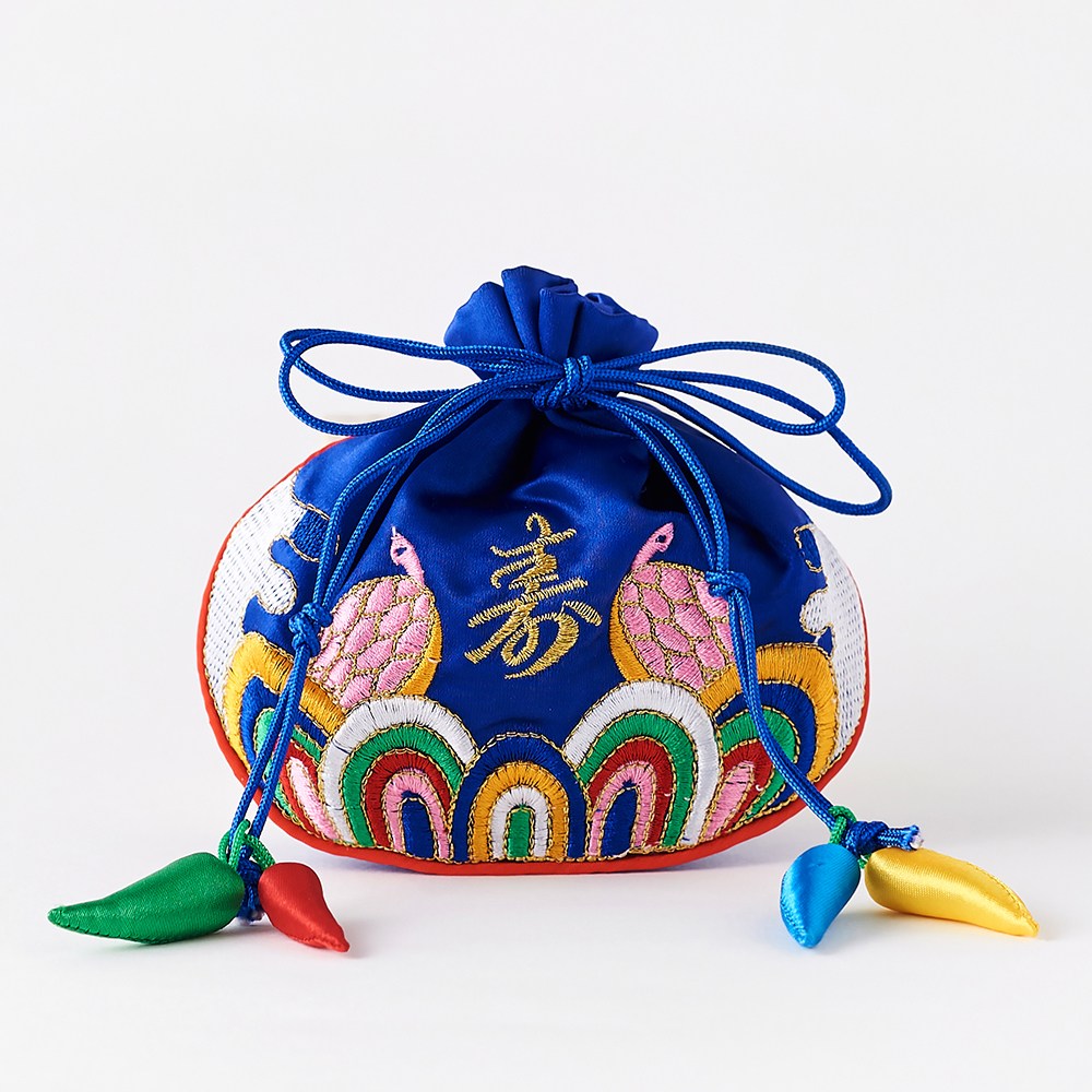 퓨어베어스마켓 설날 한복 자수 복주머니, 1개, 파랑 9,900원