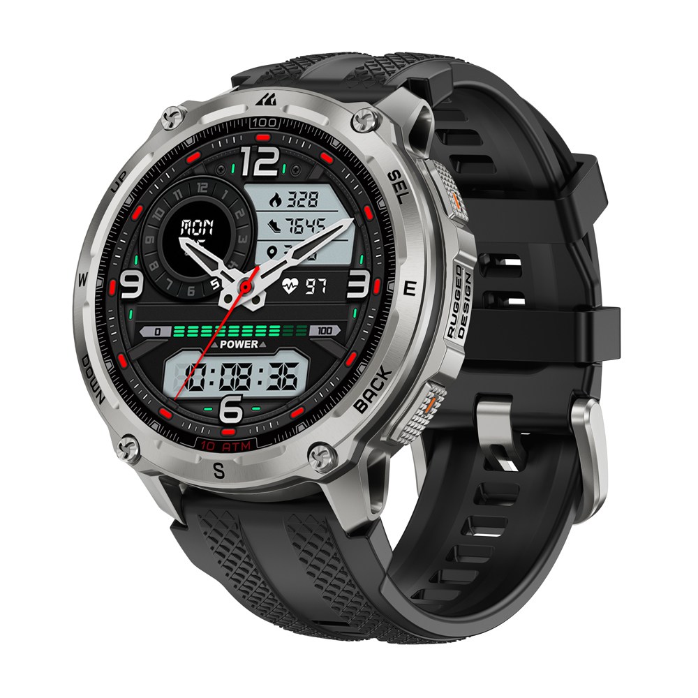 KOSPET 10ATM IP69K 방수 잠수형 군사 인증 이중 주파수 GPS 오프라인 지도 500mAh 160 가지 자유형 훈련 모드 스테인리스 스틸 탱크 T4 스마트워치, GPS + 블루투스, 3.63cm, silver 296,300원