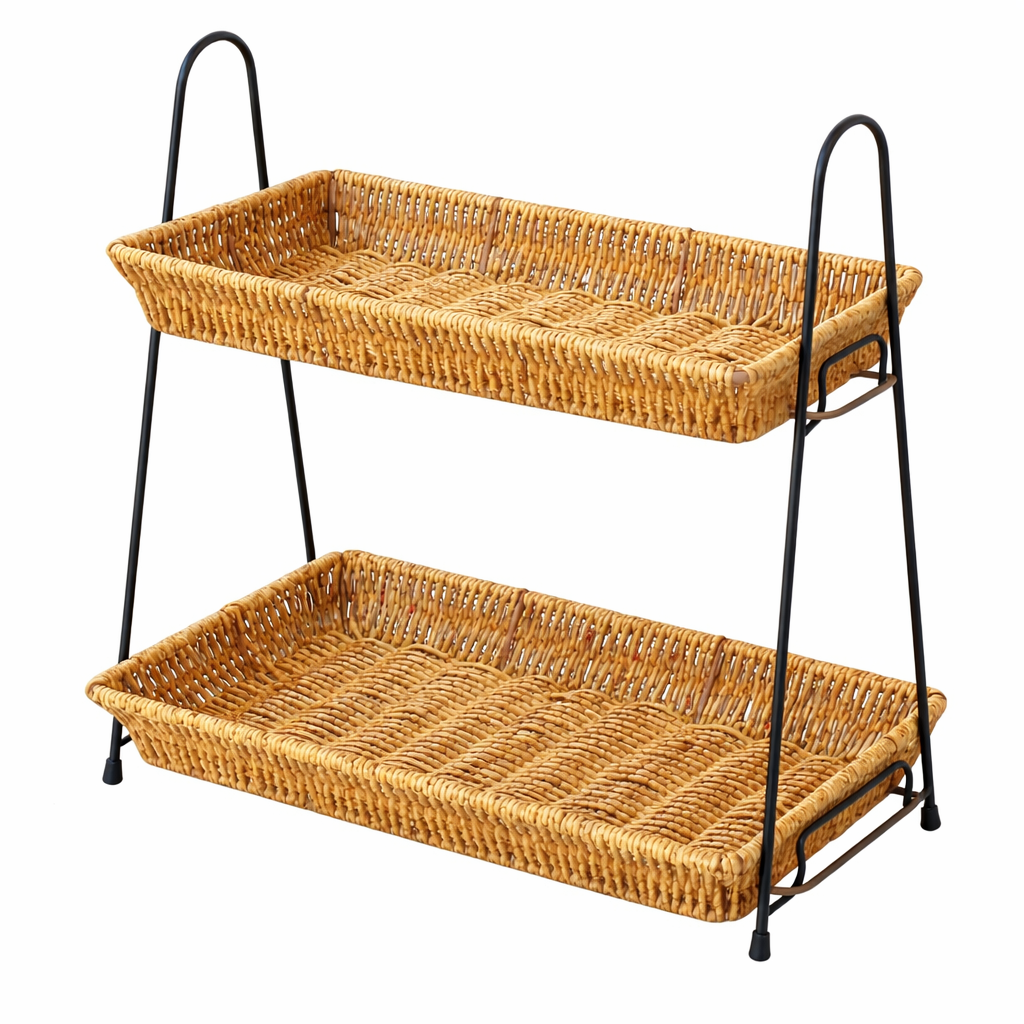 쏠리또 라탄 사각 더블트레이 과자접시 수건정리대, 옅은 갈색, 1개 25,900원