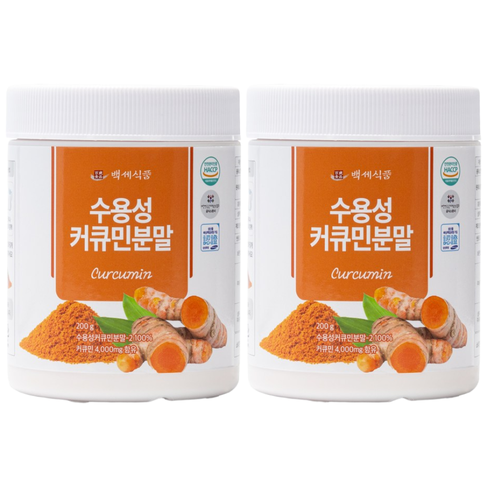 백세식품 강황가루 수용성 커큐민 분말 HACCP 인증제품, 200g, 2개 53,610원