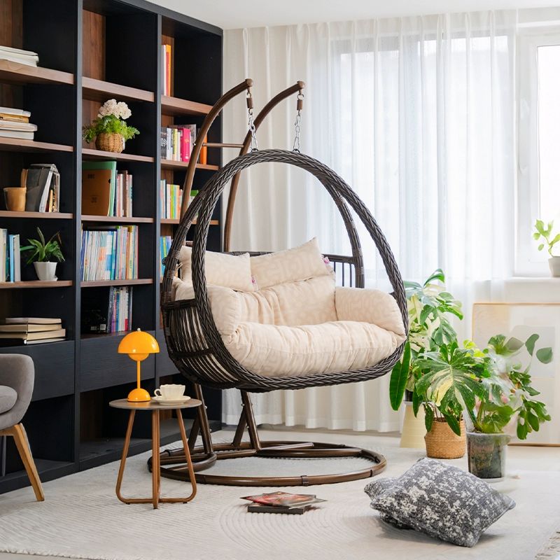 야외 그네의자 1인용흔들의자 쿠션 펜션 정원 리조트 카페 스윙체어 정원그네, 우드그레인 업그레이드 869,100원