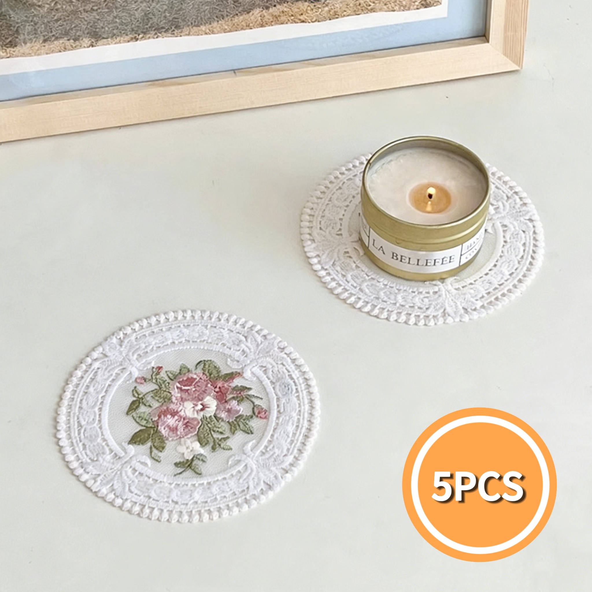 YYT 자수 레이스 컵매트 5P 식탁 유럽식 테이블매트 4,410원