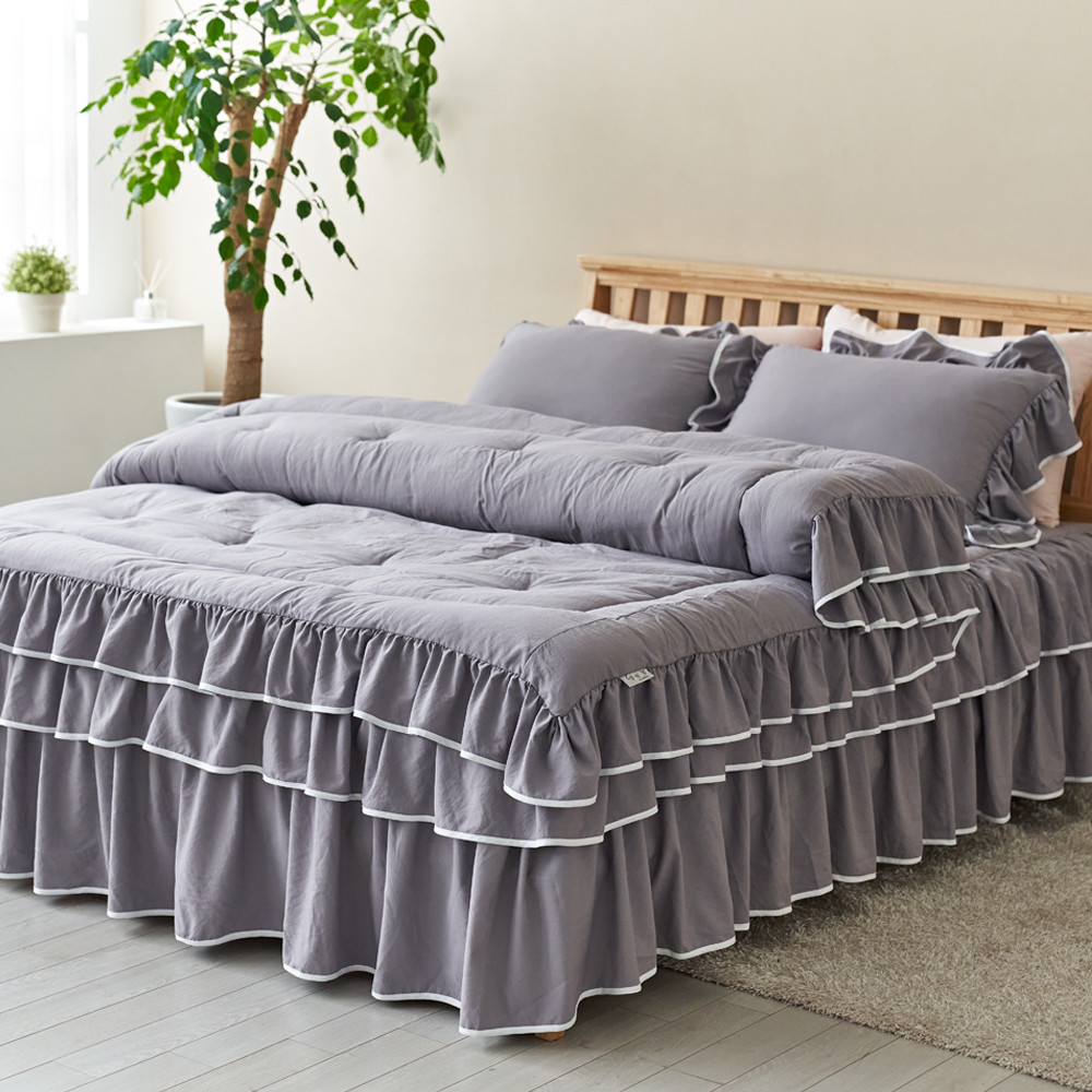 류금숙 라인 실키케어 프릴 차렵이불 베개 롱 침대커버 세트 188,120원