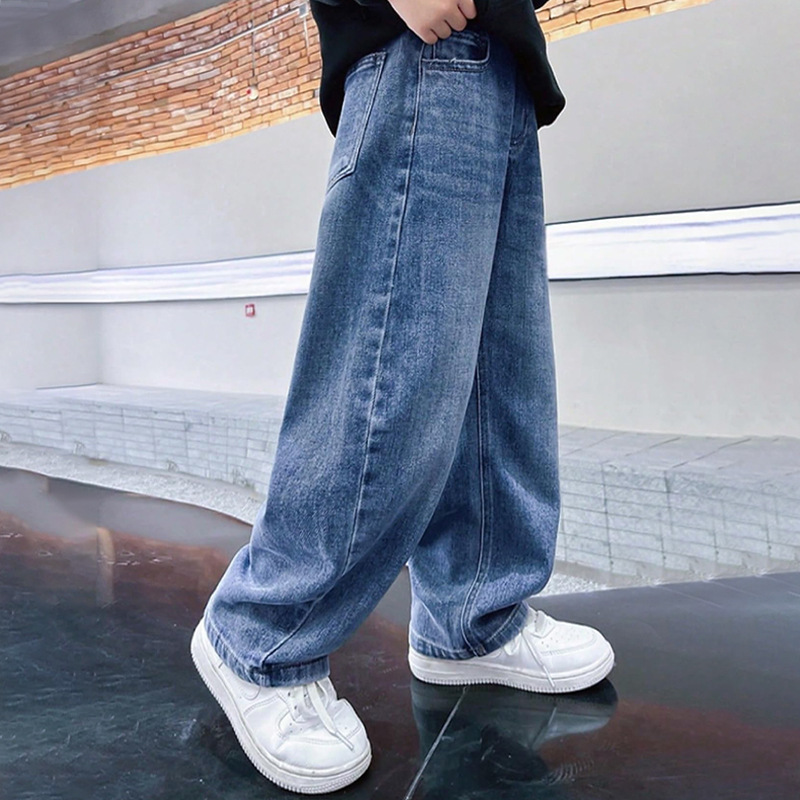 UPPERCUT 주니어 데님 와이드팬츠 아동 밴딩청바지 키즈 통바지 초등학생 청바지 워싱 데님팬츠 남녀공용 17,900원