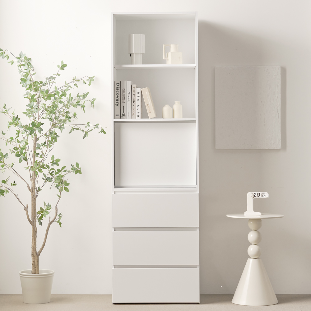송목가구 레토 서랍형 책장 미니 테이블 수납장, 3단, 화이트 133,900원