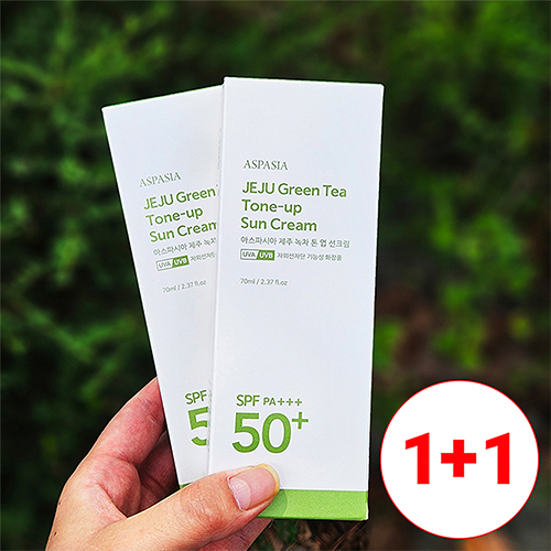 아스파시아 제주 그린티 톤업 대용량 선크림 70ml 1 + 1, 2개, 70ml 23,500원