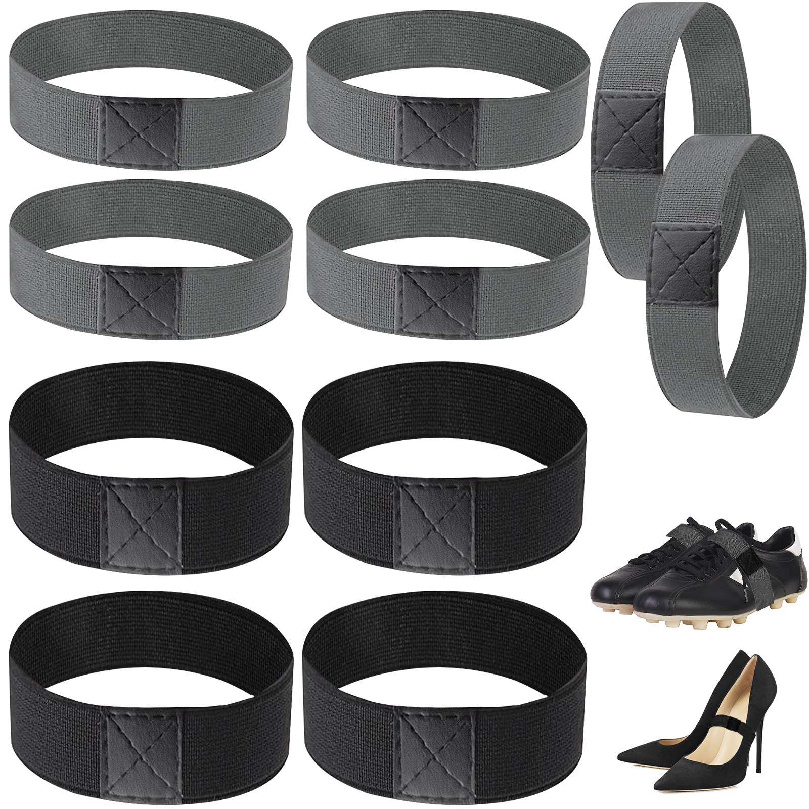 5켤레, 축구화용 레이스 커버 고정 장치, 축구화용 신축성 있는 끈, 운동 중 신발이 벗겨지는 것을 방지하는 레이스 고정 장치 (블랙, 그레이) 8,990원