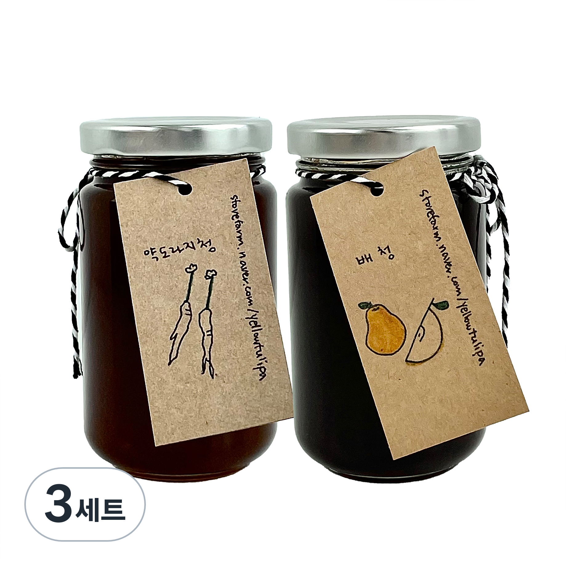 노랑튤립 수제 건강청 선물세트, 약도라지청 250g + 배청 250g, 3세트 81,000원