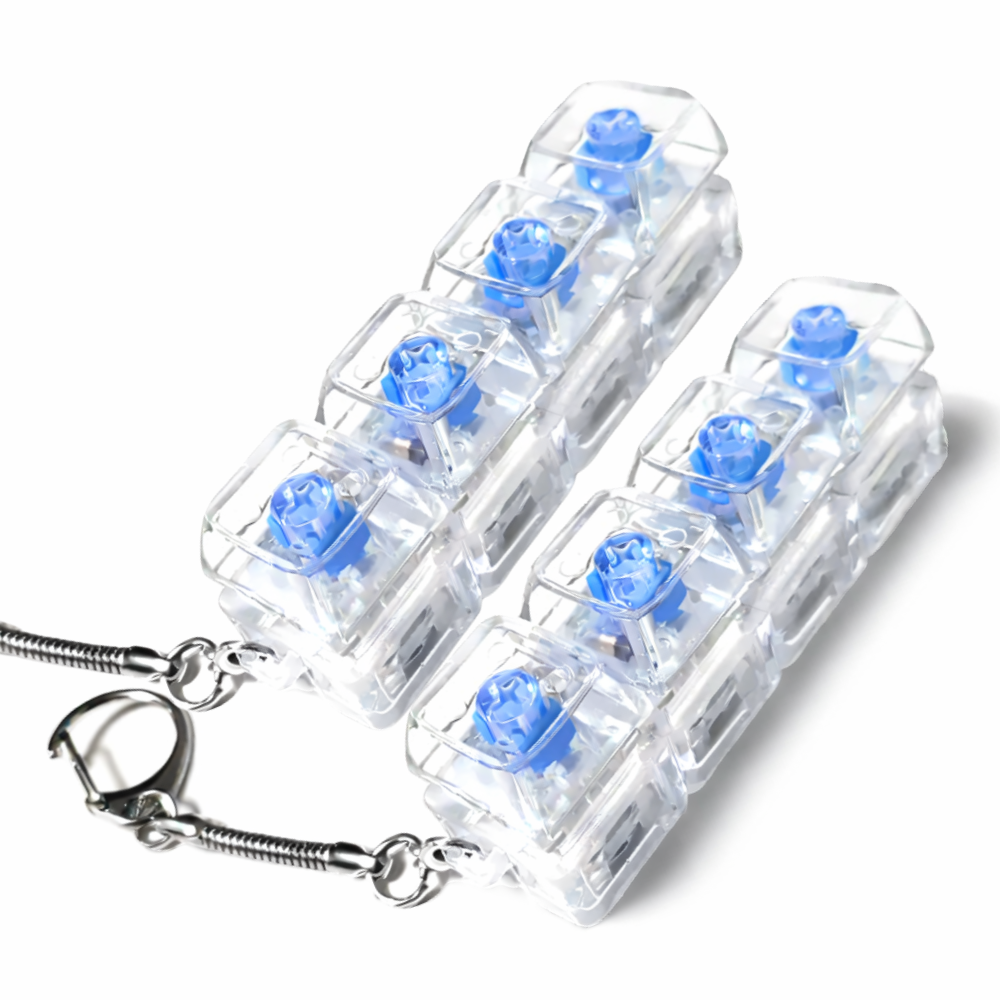 키보드 키캡 키링 4구 일체형 기계식 스위치 딸깍이 스트레스해소 데스크테리어 키홀더, 1개, 투명스위치 8,700원