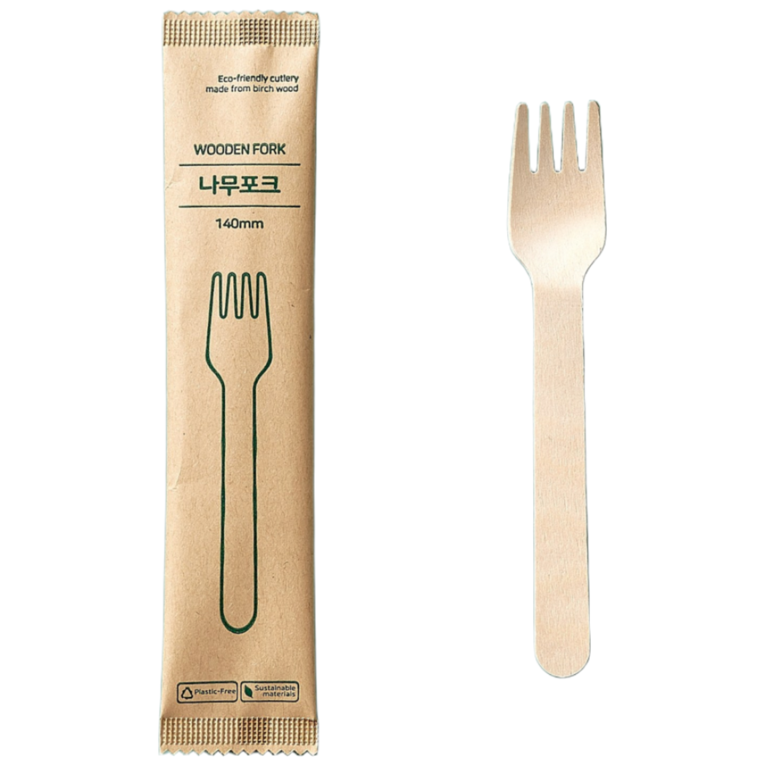 140mm 개별포장 나무 일회용포크 카페소품 케이크 디저트포크 친환경포크 7,880원