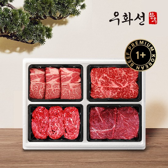 횡성한우 1+등급 구이정육 혼합세트(꽃등심+채끝+불고기+국거리/팩당400g/총1.6kg)냉장 158,200원