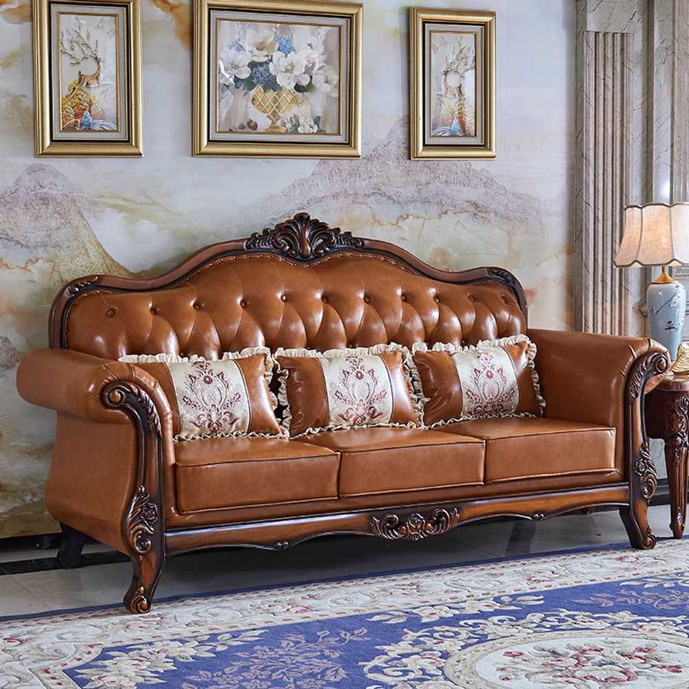 유럽풍 엔틱쇼파 소가죽 프렌치 클래식 3인용 소파 1,158,300원