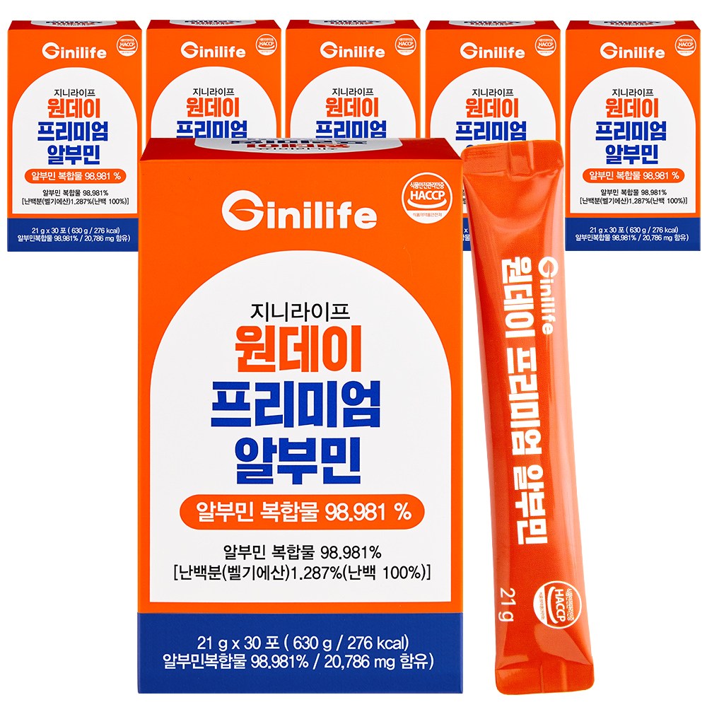 지니라이프 원데이 프리미엄 마시는 알부민 30P, 6개, 630g 58,900원