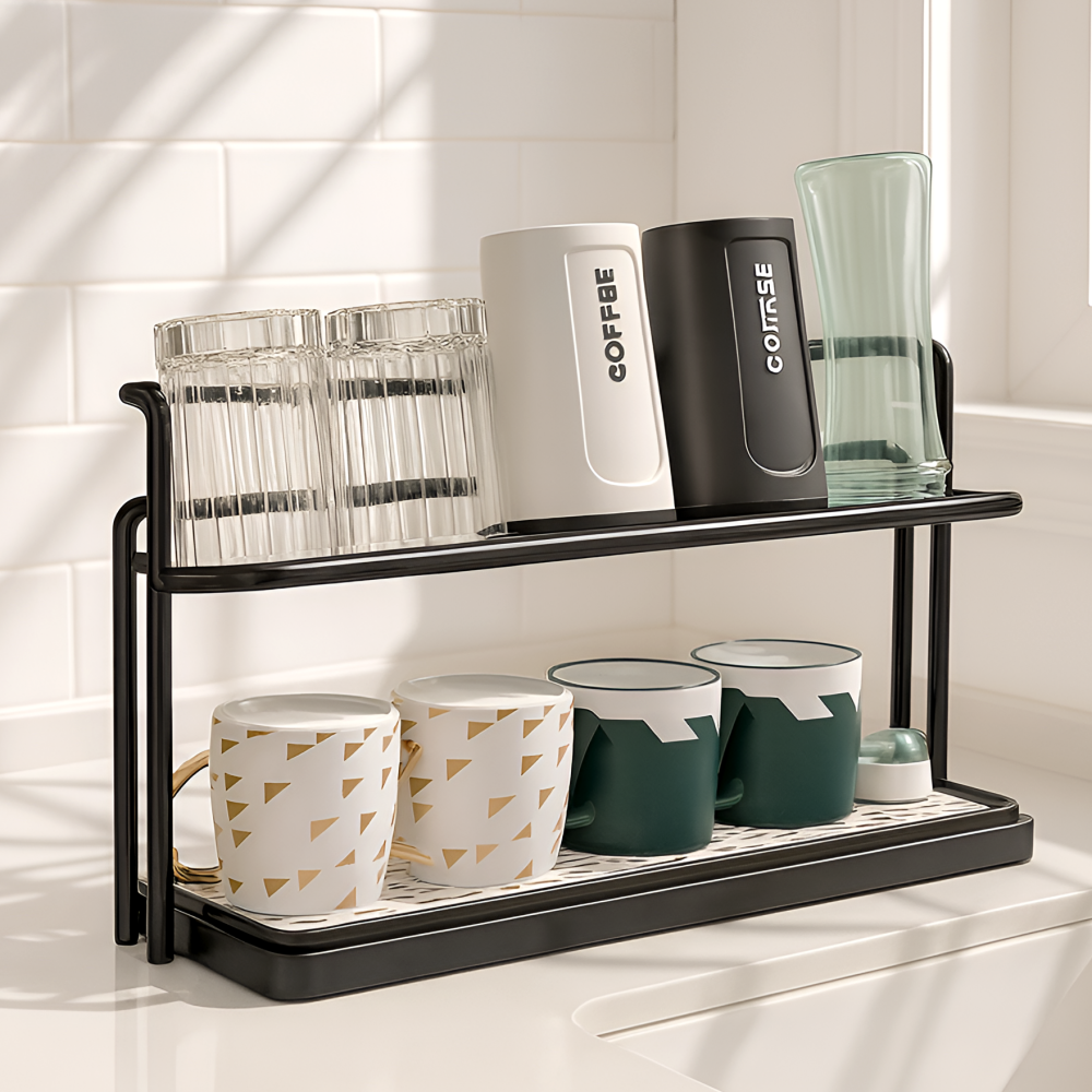 라라마을 업그레이드 완벽 물빠짐 컵보관 건조대, 1개, 블랙, 2단 18,900원