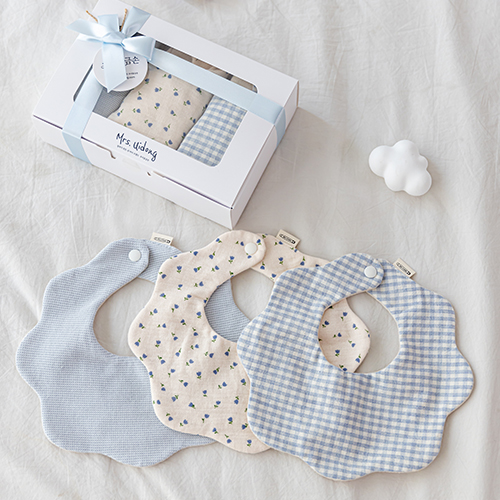 출산백일선물 미니튤립 쁘띠 턱받이3종세트 (선물포장) 26,900원