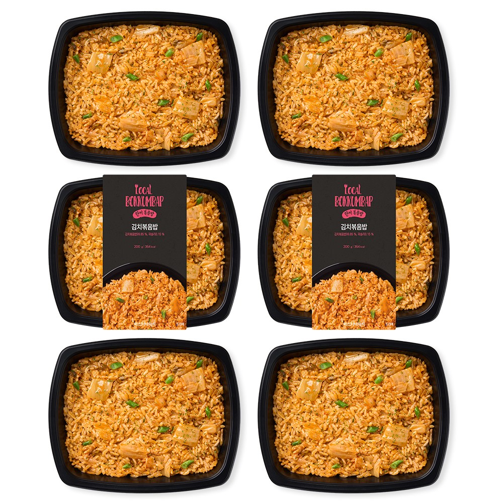 양많은 직장인 아침 점심 저녁 혼밥 편의점 대용 간편 볶음밥 맛있는 한 끼 김치볶음밥 도시락 1200g (냉동), 6개, 200g 19,900원