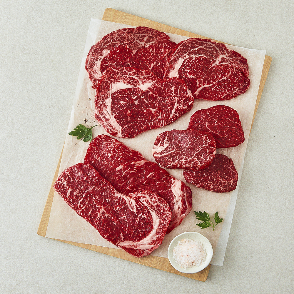 [로켓프레시] 농협안심한우 1등급 등심 500g + 채끝 300g + 안심 200g 채반 선물세트 1호 (냉장) 총 1kg + 쇼핑백 118,000원