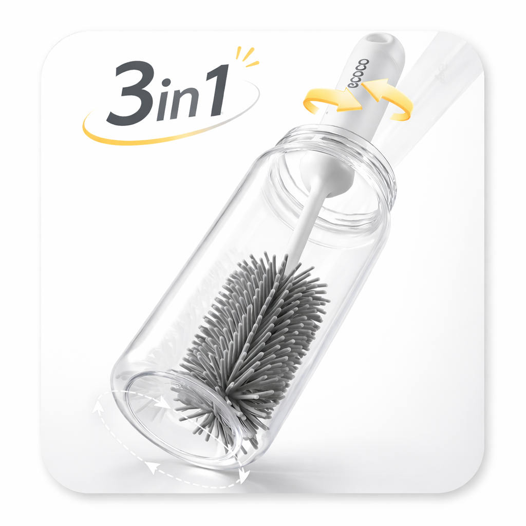 이지몰 3in1 실리콘 젖병 솔 텀블러 물병 세척 브러쉬, 1개, 그레이 7,500원