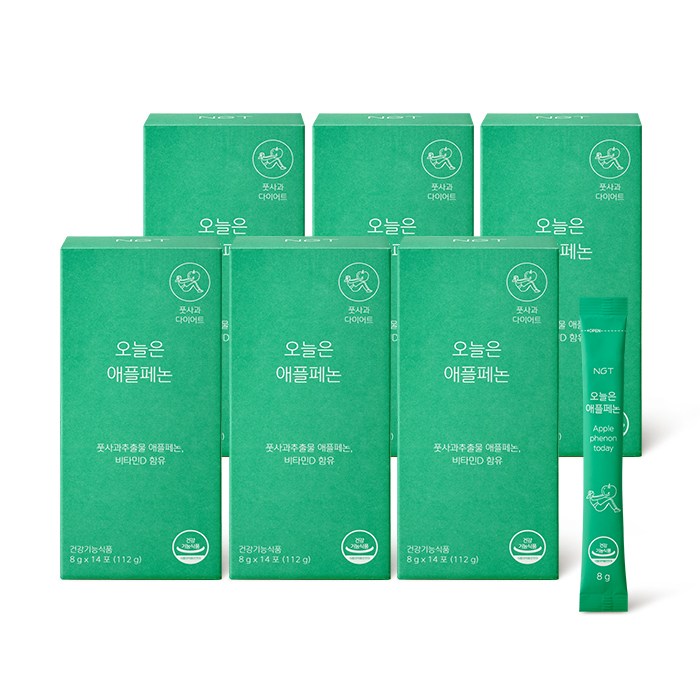 네츄럴굿띵스 오늘은 애플페논 풋사과 다이어트 보조제 8g x 14포, 14회분, 6박스 204,000원