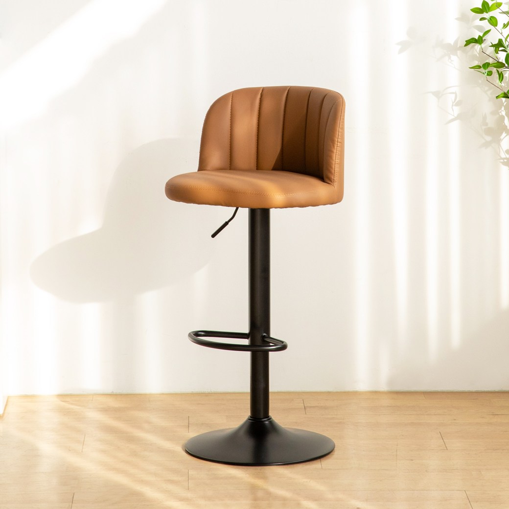 [당일발송]체리브 몽크 바텐 높은 바의자 가죽 푹신한 바텐더 클래식 홈바 의자, 1개, 브라운 67,500원