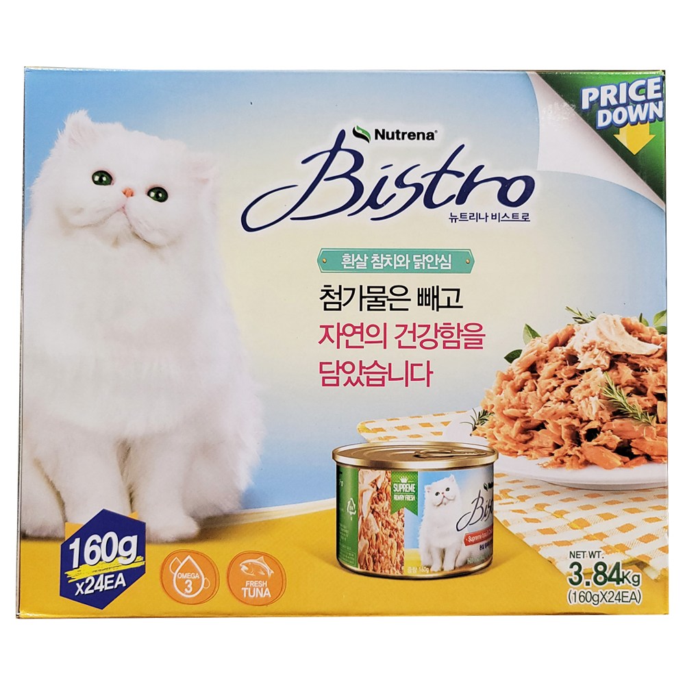뉴트리나 비스트로 고양이 캔사료 160gx24캔 코스트코, 24개, 160g, 닭+참치 24,590원