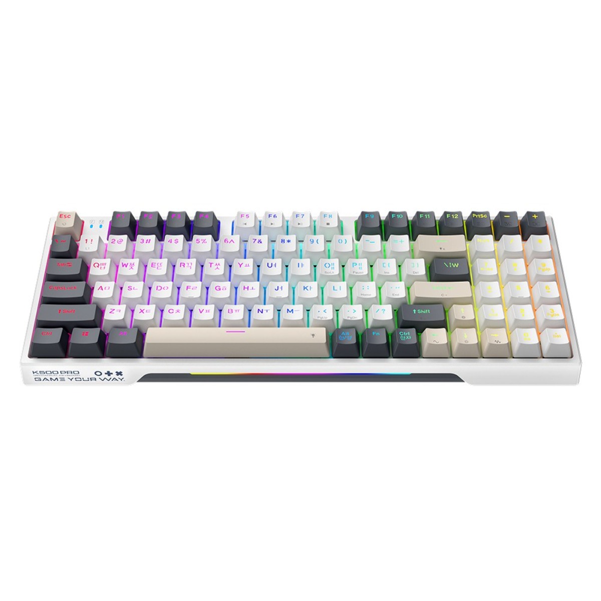 Machenike 메카닉 K500 Pro 유선 기계식 키보드 94키 풀배열 RGB 저소음 키보드, 화이트/그레이(유선), K500 Pro-B94, 은축 50,700원