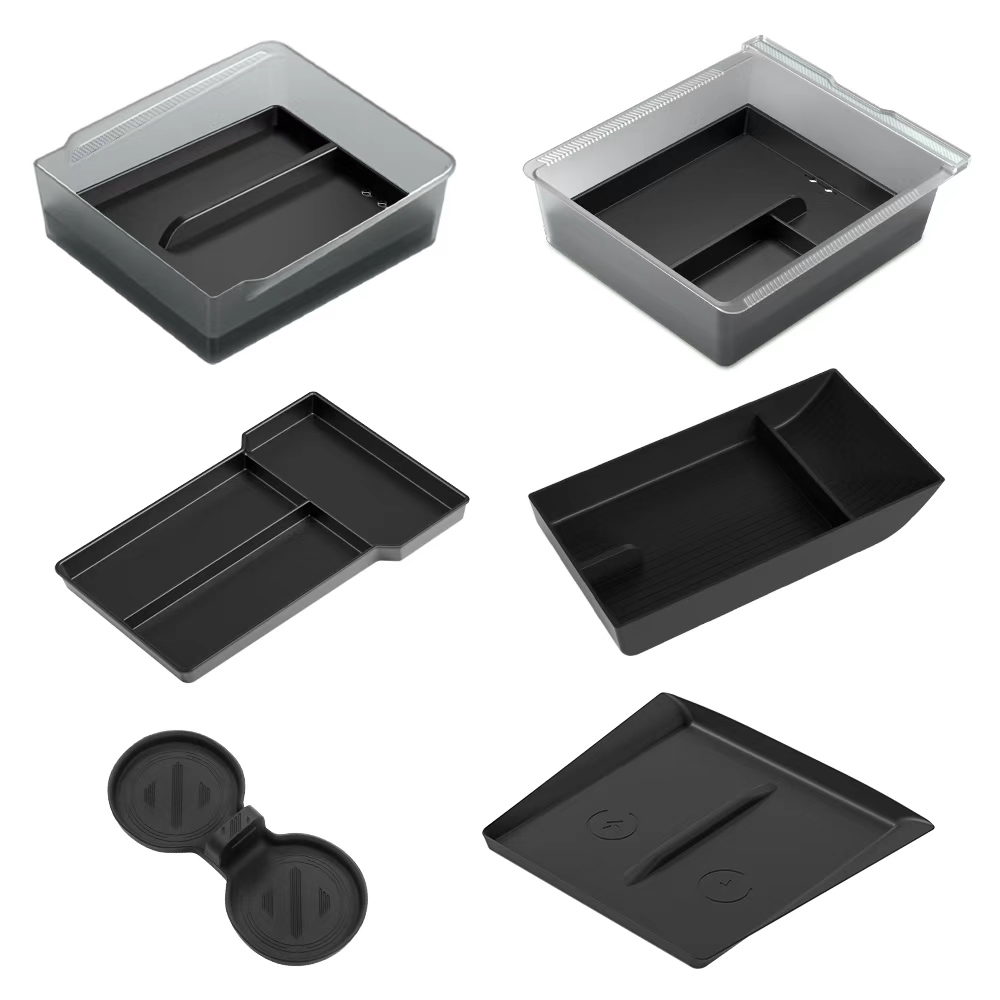 SUMK 테슬라 모델Y 주니퍼 모델3 하이랜드 적용 팔걸이 박스 및 센터 콘솔 수납 정리함 및 보관 트레이 실리콘 물컵 받침 무선 충전 패드 6in1 세트 악세사리 42,400원