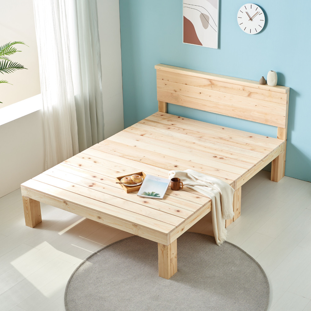 미엔우드 천연 편백 원목 침대 프레임 돌침대 주문제작 선반형 수납형 평상 분리형 싱글 슈퍼싱글 더블 퀸 킹, 분리형 편백침대 선반형 370,000원