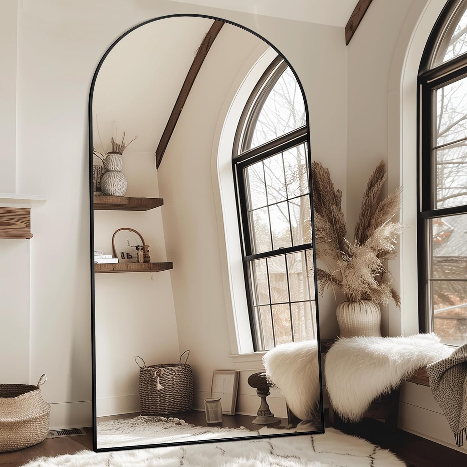 안토크 초대형 스탠드 전신거울 아치형 3in1 거치대 거울 이동식 2250x1150mm, 블랙 239,000원