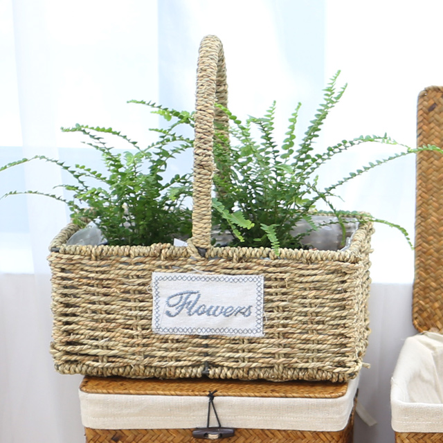 내일의공간 사각 손잡이 라탄 바구니 화분 7,900원