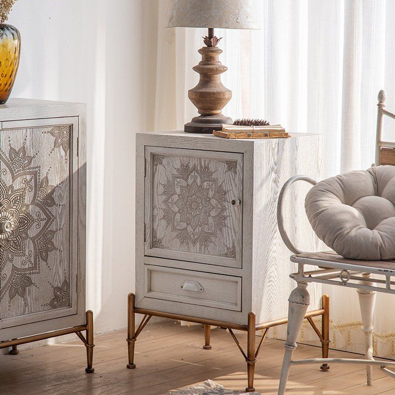 OBLY 침대협탁서랍 협탁 우드 서랍협탁 작은 유럽식, 미국산 조각 사이드보드 A2555 514,700원