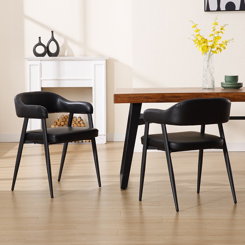 다야레인 식탁의자 미드센추리 모던 뉴트로 카페 가죽 메탈디자인 인테리어 암체어, 블랙, 2개 161,100원