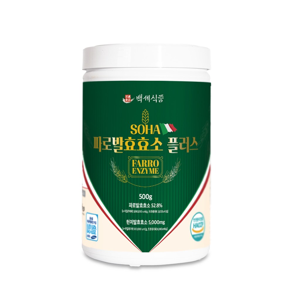 백세식품 파로발효효소 역가수치 소하 SOHA 플러스 500g 대용량통 벌크 분말, 1개, 500g 53,800원