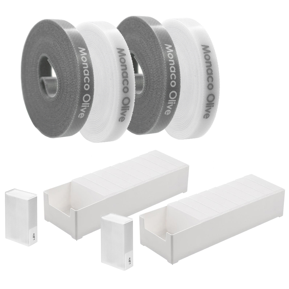 모나코올리브 슬라이딩포켓 케이블 선 정리함 20p + 전용 트레이 대형 2p + 벨크로타이 2종 x 2p 세트 20,870원