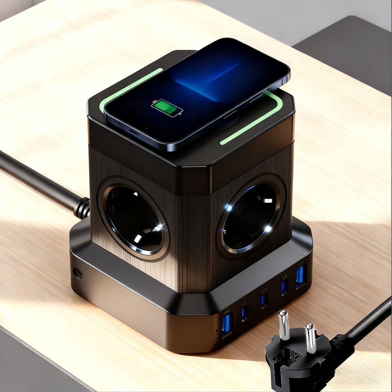 Voltmate 무선 충전 USB TYPE-C타입 고속충전 고용량 큐브 멀티탭 콘센트, 블랙, 1개 49,000원