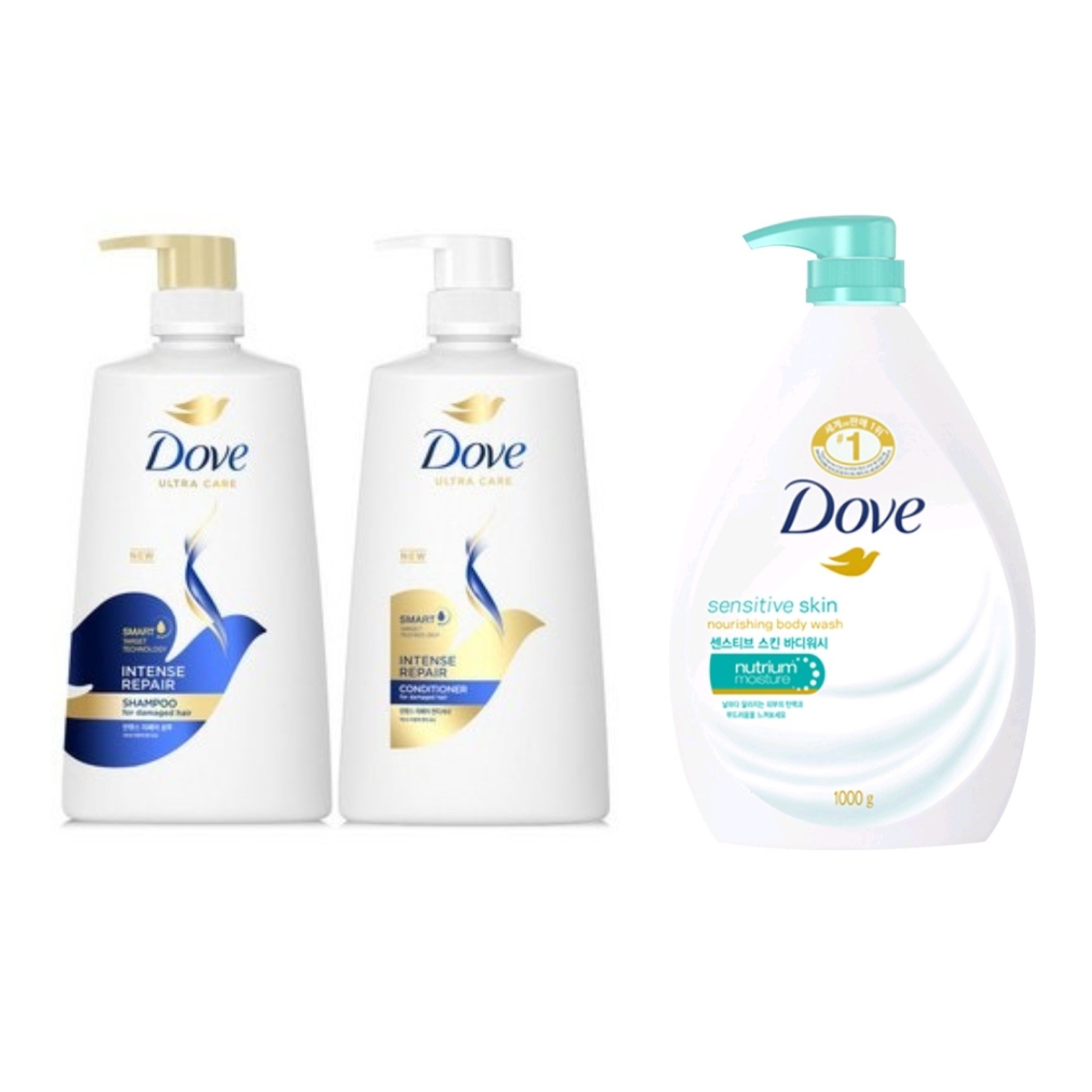 도브 인텐스 리페어 샴푸 & 린스 + 바디워시 1L 센서티브 세트, 1개 19,000원