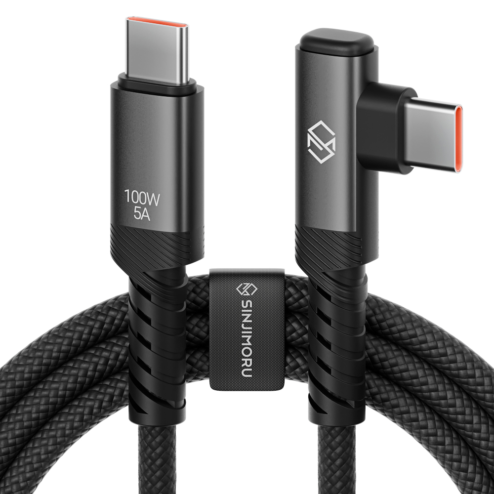 신지모루 C타입-C타입 L자형 앵글 우븐 패브릭 100W PD 초고속 충전 케이블, 블랙, 1개, 0.5m 3,120원