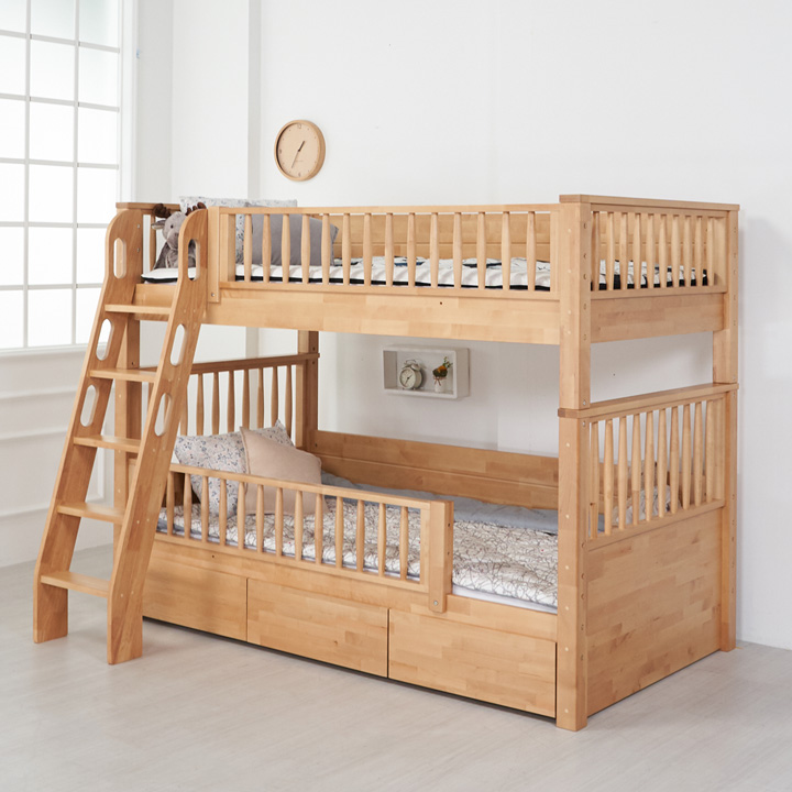 [에보니아] 버치 자작원목 이층침대 가드형 SS 메모리폼매트포함 (안전문포함) 2,262,900원