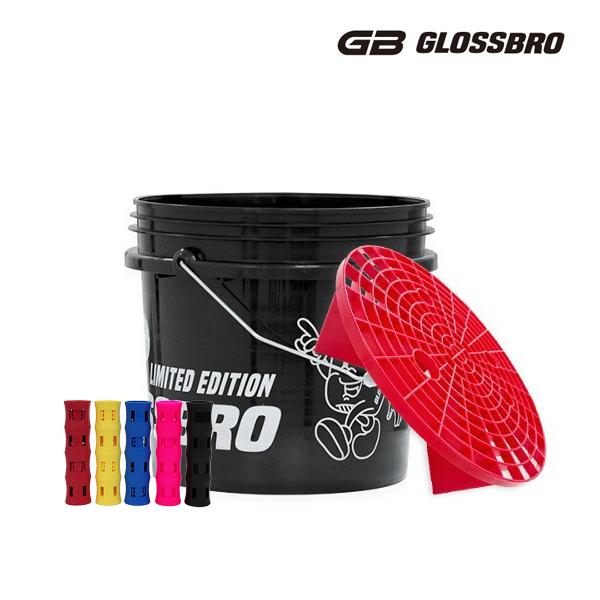 글로스브로 슈프림 캐릭터 버킷세트 블랙 10L 그릿가드 포함 + 엔공구 버킷그립 1개 색상랜덤 증정, 1개 15,000원