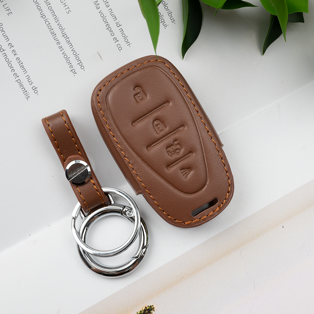 블룸오아시스 쉐보레 천연 소 가죽 스마트 키케이스 키홀더 키링, 07_4버튼(BO-L37), 카멜 11,900원