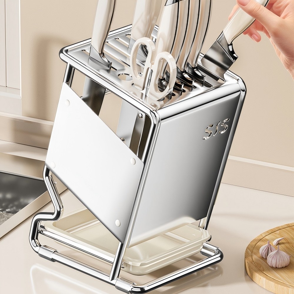 Shipshape 주방 스테인리스 대용량 물빠짐 주방 칼꽂이 통풍형, 1개, 실버 29,800원