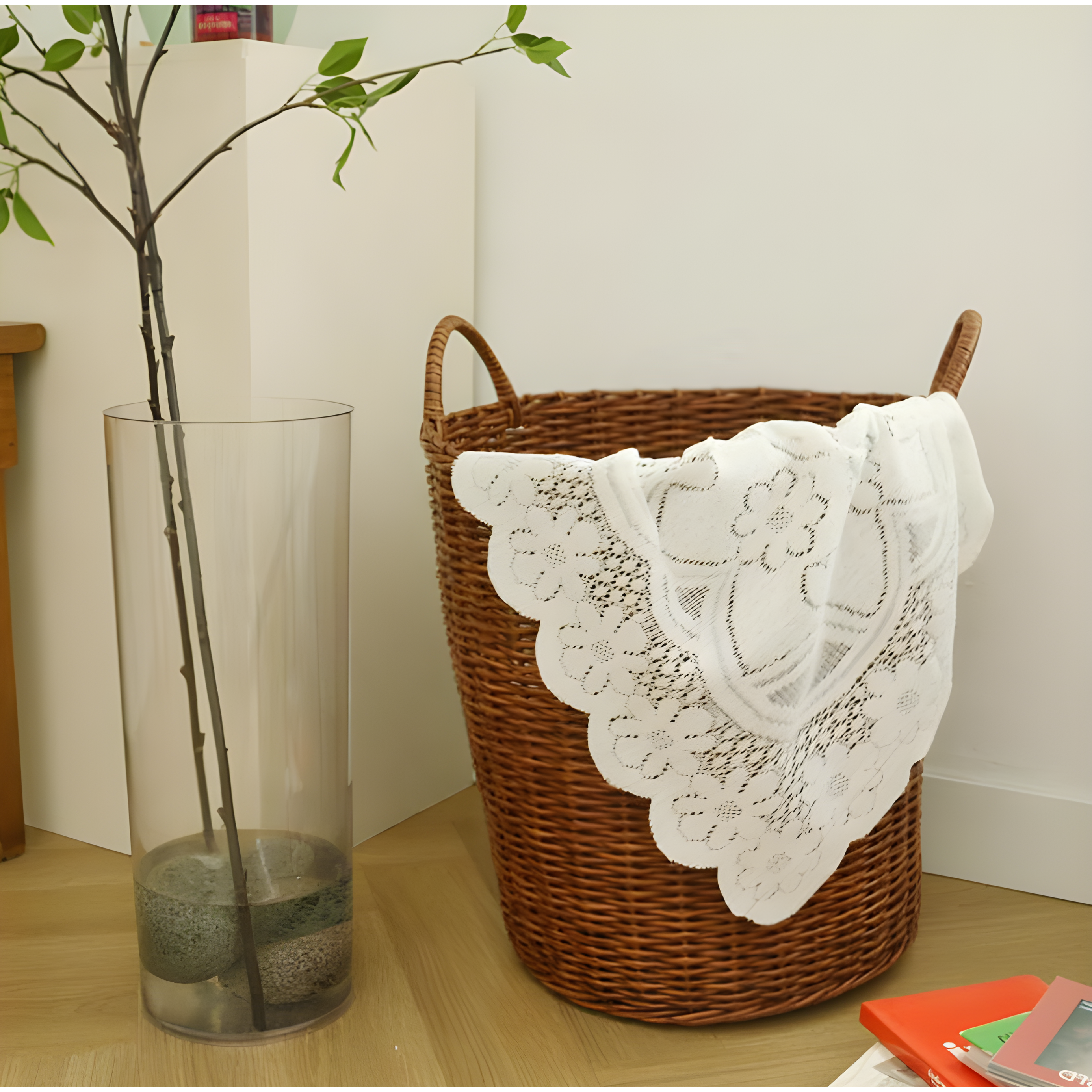 HC 라탄 빨래 세탁 바구니 인테리어 수납 라탄소품 햄퍼, 1개, 짙은 브라운 17,900원