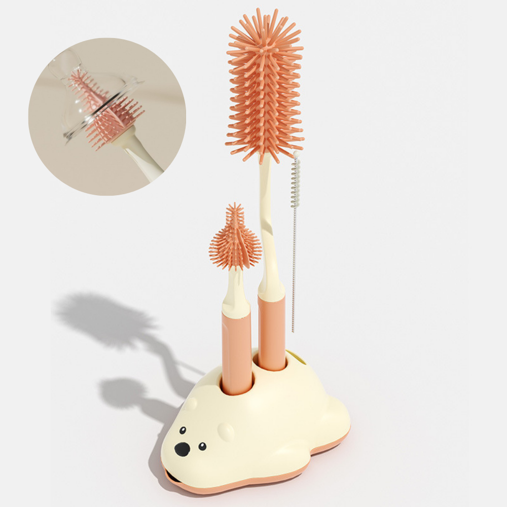 다나몰 회전형 젖병솔 + 젖꼭지솔 + 빨대솔 3종 + 거치대, 핑크, 1세트 15,100원